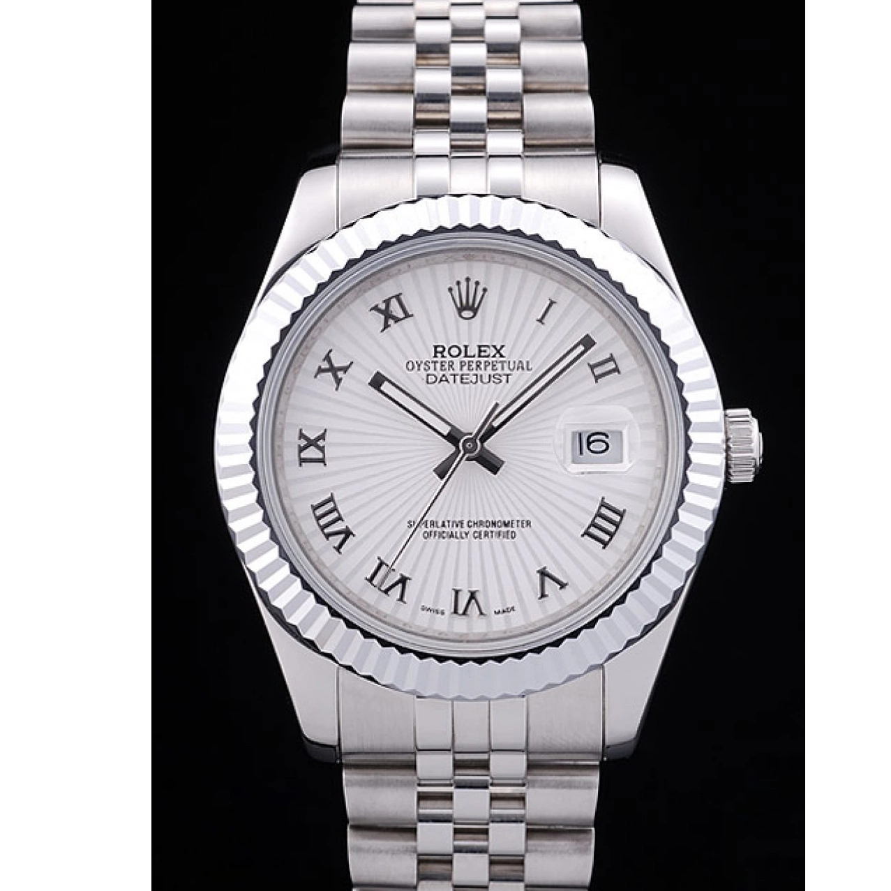 Aaa replica watch White Datejust 7478 Dial Bezel Ribbed Rolex Radial 0729